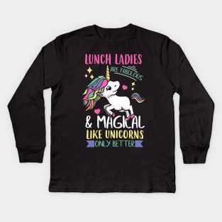 Womens Lunch Lady graphic I Magical School Unicorns Teacher Kids Long Sleeve T-Shirt